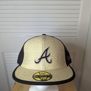 NWS Vintage Atlanta Braves Wicker Front New Era 59fifty 7 1/2 MLB