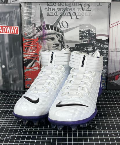 Nike Force Savage Pro 2 Lineman Cleats White Purple Football BV3969-100 Size 13