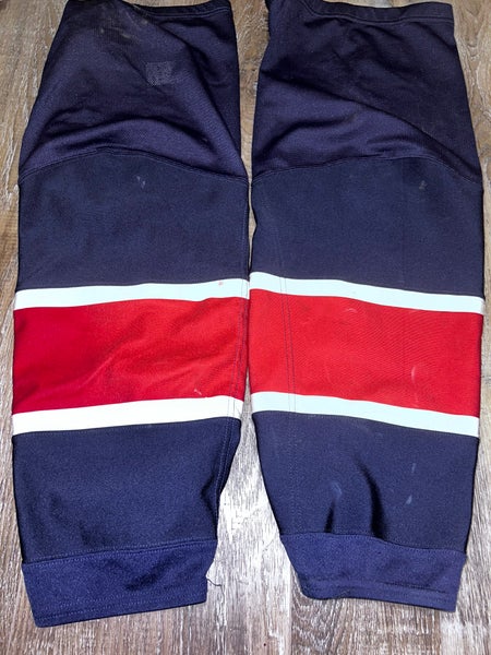 GAME WORN SIZE LARGE OHL SAGINAW SPIRIT  GAME WORN HOCKEY SOCKS