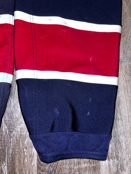 GAME WORN SIZE LARGE OHL SAGINAW SPIRIT  GAME WORN HOCKEY SOCKS