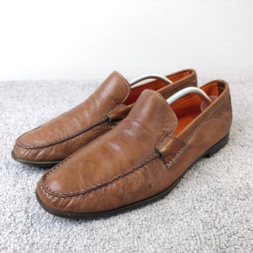 Santoni Italy Mens 11 EE Slip On Loafers Brown Leather Dress Shoes Classic