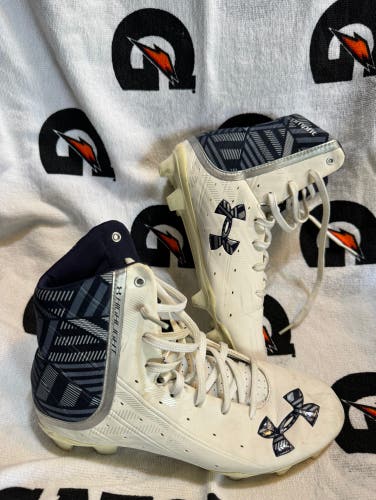 White & Navy Under Armour Highlight Cleats