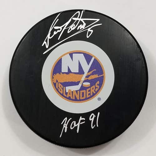 DENIS POTVIN Autographed New York Islanders NHL Hockey Signed Puck HOF 91