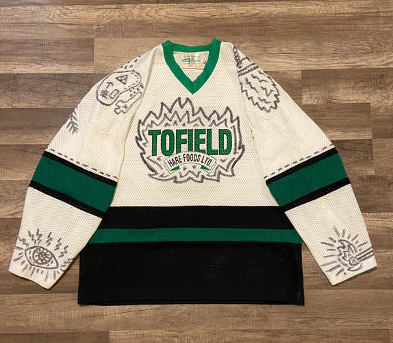 Customized Vintage Hockey Jersey, Size Large; Made In Edmonton