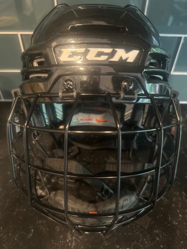 CCM Tacks 910 Medium Helmet Black w/Cage