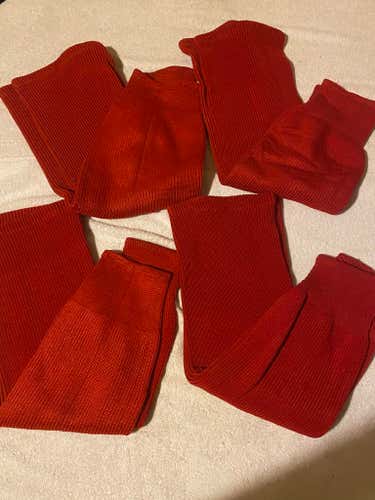 Four Pairs of Knit Ice Hockey Socks, Size Adult 28”