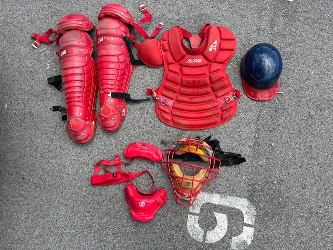 Force 3 Mask With Classic All-Star Catchers Gear And Easton Skull Cap