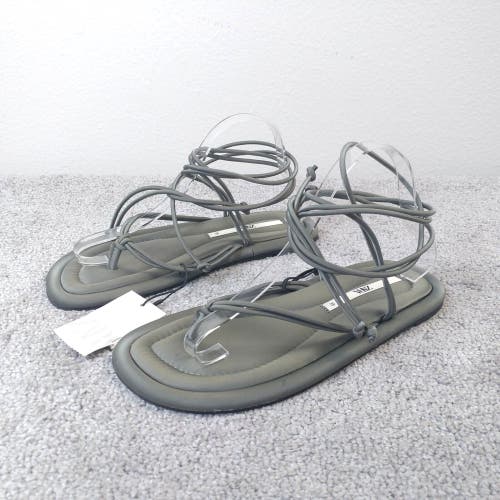 Zara Flip Flop Thong Womens 39 EU Flat Sandals Strappy Padded Insoles Gray Shoes