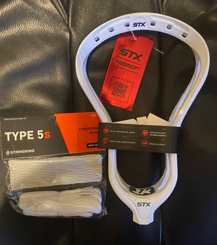 New!! STX Hammer 1K Lacrosse Head w Stringking 5s Mesh kit valued at $39.99!!