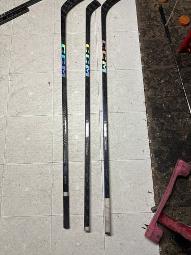 3 Used CCM Left Hand RibCor Trigger 8 Pro Hockey Stick(one Is Silver)