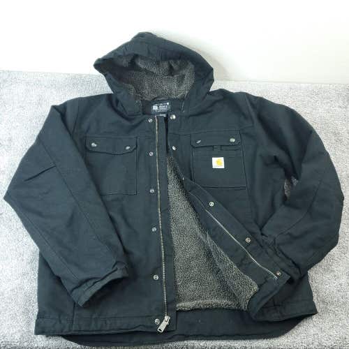 Carhartt Relaxed Fit Washed Duck Sherpa Lined Utility Jacket Black LG Bartlett