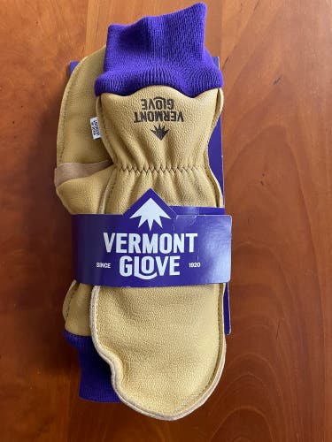 Brand New With Tags Vermont Glove Premium Goat Leather Mitten Knit Cuffs US Made