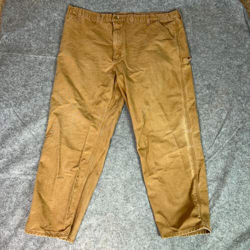 Carhartt Mens Pants 46x32 Brown Carpenter Canvas Straight Workwear Logo Cotton