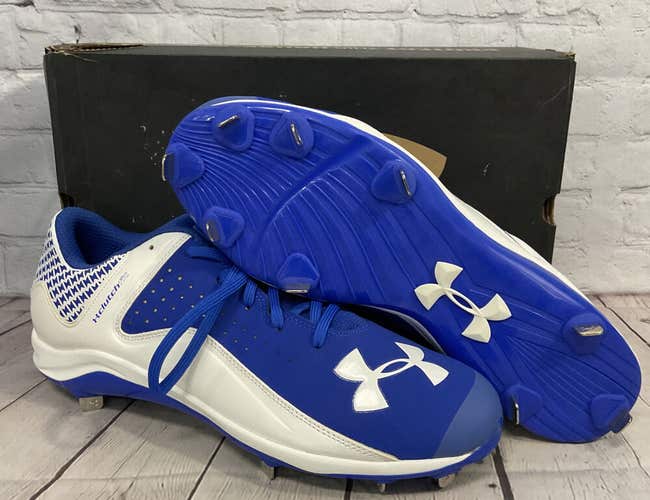 Under Armour Yard Low ST Men's Metal Baseball Cleats Royal Blue White US Size 13