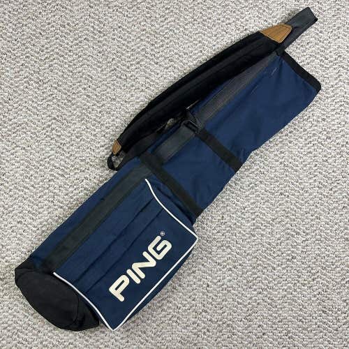 Vintage Ping Sunday Carry Pencil Golf Bag Single Strap Dark Blue Foldable