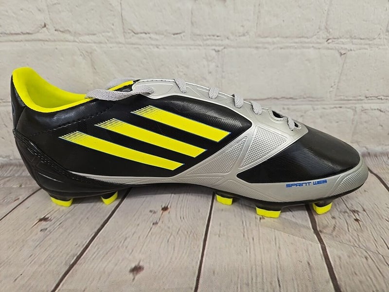 Adidas V21356 F30 TRX FG J Youth Soccer Cleats Black Yellow Metallic Silver US 6