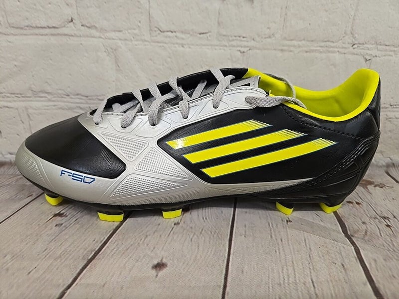 Adidas V21356 F30 TRX FG J Youth Soccer Cleats Black Yellow Metallic Silver US 6