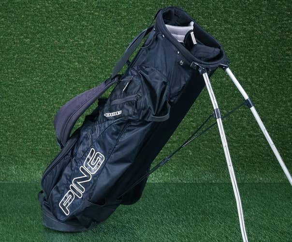 PING 4 UNDER ULTRALITE STAND BAG 4 WAY DIVIDERS GOLF CARRY BAG BLACK ~ NICE!!