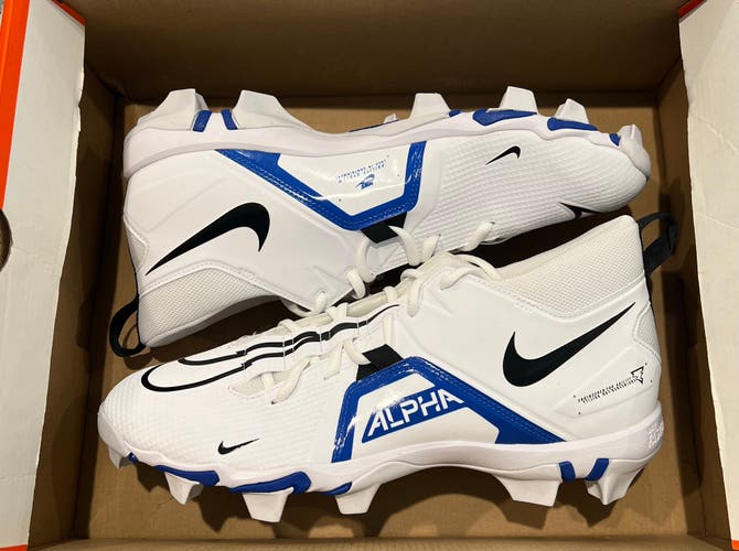 Size 10.5 Nike Alpha Menace 3 Shark Football Cleats White Blue Black CV0582-101