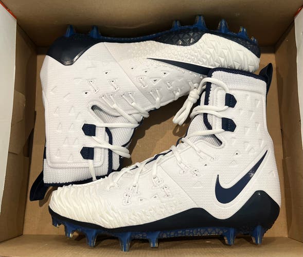 Size 10 Nike Force Savage Elite TD Football Cleats 857063-155 White Navy Blue