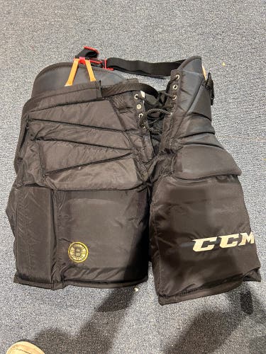 Boston Bruins Used Medium CCM Pro Stock HPG12A Hockey Goalie Pants