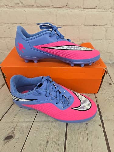 Nike JR Hypervenom Phelon FG Youth Soccer Cleats Pink Chrome Polar Black US 3.5Y