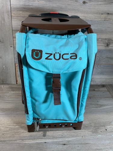 ZUCA Brown/Blue Bag & Frame Rolling Travel Skating Bag - Roller Derby Ice Skate