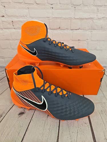 Nike OBRA 2 Pro DF FG Unisex Soccer Cleats Dark Grey Total Orange US 10 M, 11.5W
