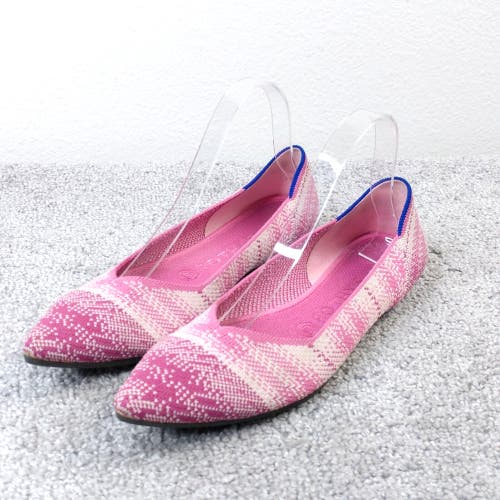 Rothy’s The Point Pink Plaid Retired Limited Edition Womens 9 Slip On Shoes Flat