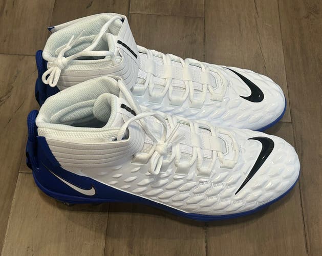 Size 13 Men’s Nike Force Savage Pro 2 Football Cleats White Royal Blue