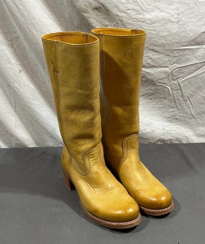 Frye Campus 14L Tall Leather Women's Go-Go Boots US Size 10 Banana EXCELLENT