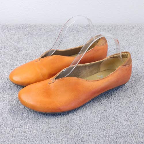 Zamsh Flats Womens 39 EU Slip On Shoes Orange Leather Comfort Loafers