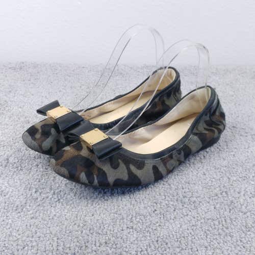 Cole Haan Tali Bow Ballet Flats Womens 7.5 Slip On Shoes Camo Print Calf Hair