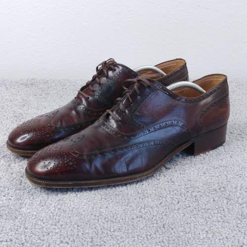 Cole Haan Oxford Wingtip Dress Shoes Mens 12 Lace Up Red Brown Leather Italy