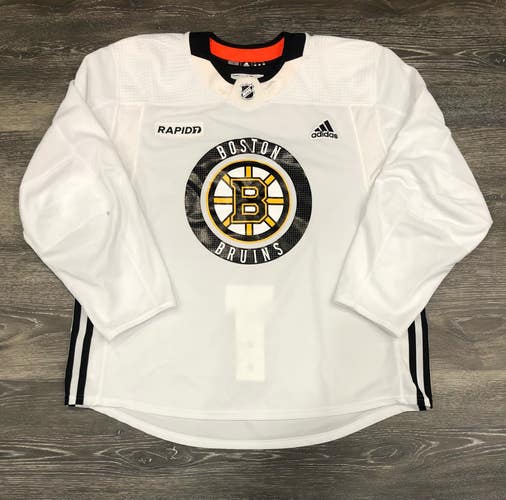 Boston Bruins Adidas MIC Pro Stock Hockey Practice Jersey White Size 56