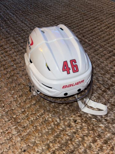 NHL Washington Capitals #46 Lucas Johansen Bauer Reakt 95 Practice Worn Helmet Pro Stock