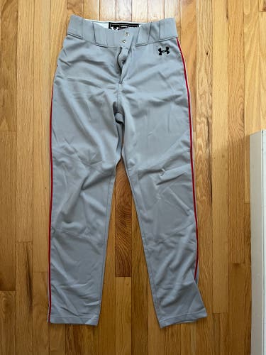 Under Armour Mens Baseball Pant Grey/Red Size M