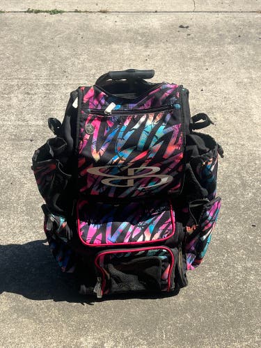 Used Boombah Superpack Rainbow Scratch Rolling Bat Bag