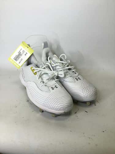 Used Under Armour Harper Gold White Senior 10.5 Baseball And Softball Cleats