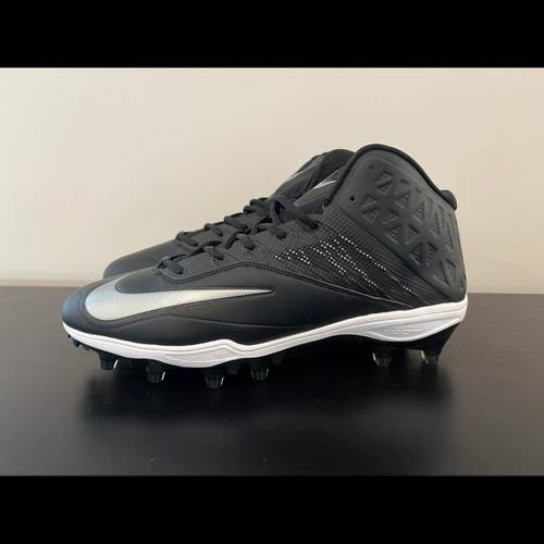 Size 12 Nike Zoom Code Elite 3/4 TD Football Cleats Black Silver 603368-002