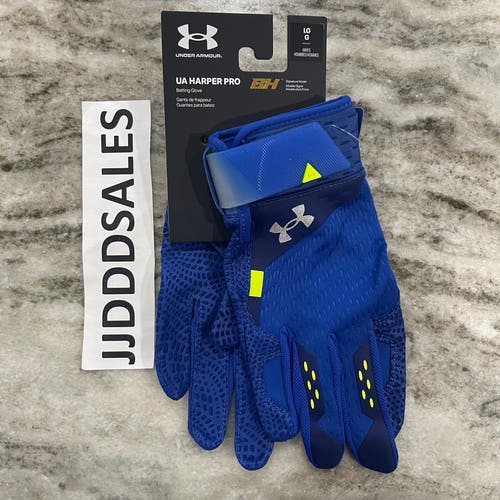 Under Armour Bryce Harper UA Pro Harper Blue Batting Gloves 1365465-400 Men’s Lrg  New