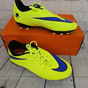 Nike JR Hypervenom Phelon FG Youth Soccer Cleats Volt Violet Black US Size 2.5Y