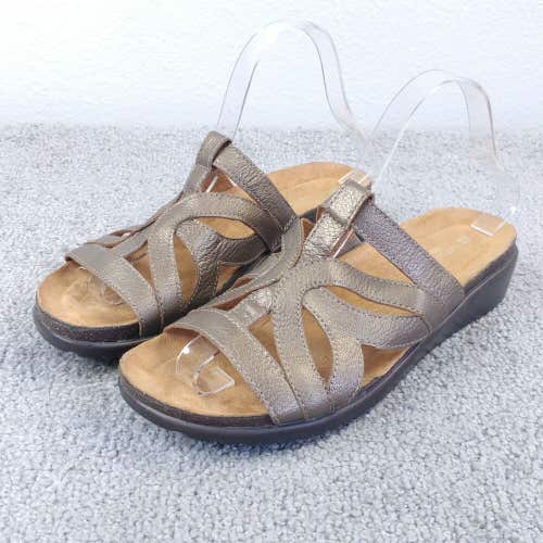 NATURALIZER N5 Comfort Shoes Fryna Pewter Womens 8 Slip On Sandals Leather