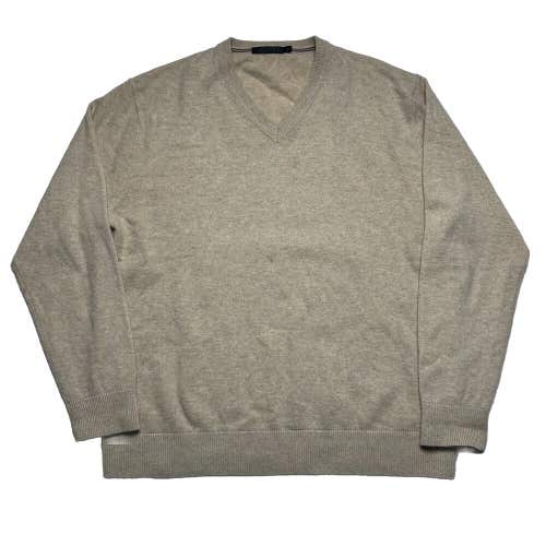 Raffi 100% Cashmere V-Neck Sweater Biege Light Brown Men's Sz XL