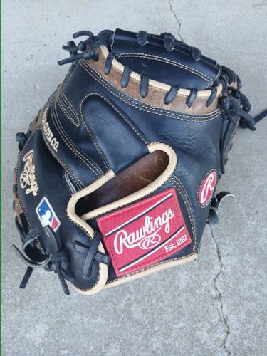 Used Rawlings Right Hand Throw Catcher's Heart of the Hide Baseball Glove 33"