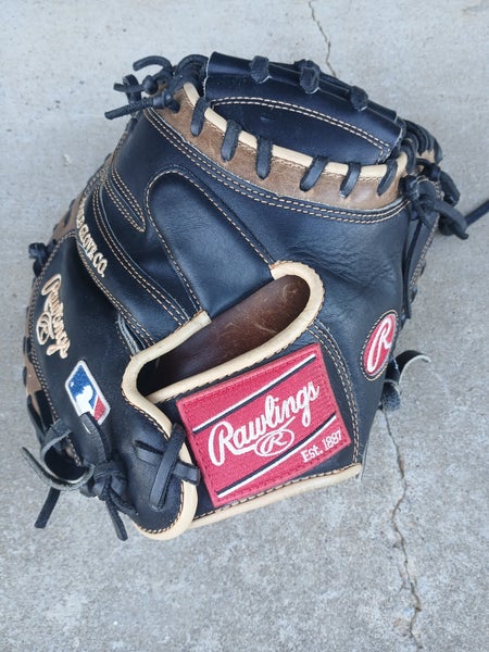 Used Rawlings Right Hand Throw Catcher's Heart of the Hide Baseball Glove 33"