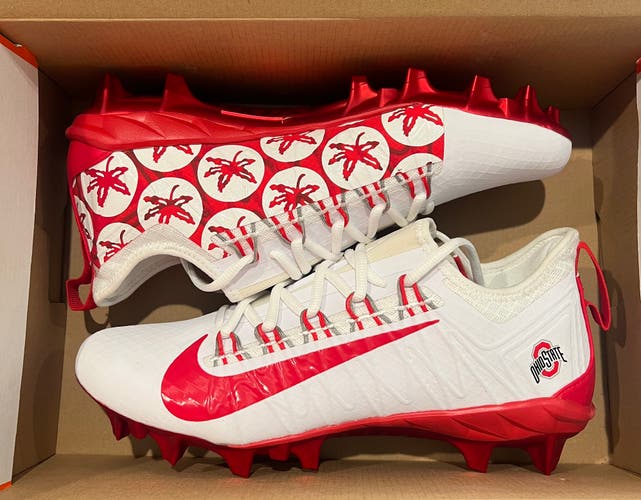 Size 9 Nike Alpha Huarache 7 Pro Low Lacrosse Cleats White/Red OHIO STATE PE