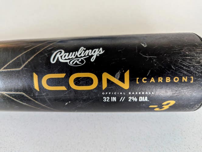 Used 2024 Rawlings ICON BBCOR Certified Bat (-3) 32"