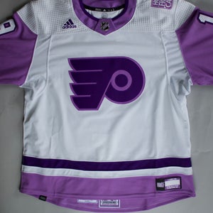 2021 Philadelphia Flyers Hockey Fights Cancer Derick Brassard warm up worn jersey
