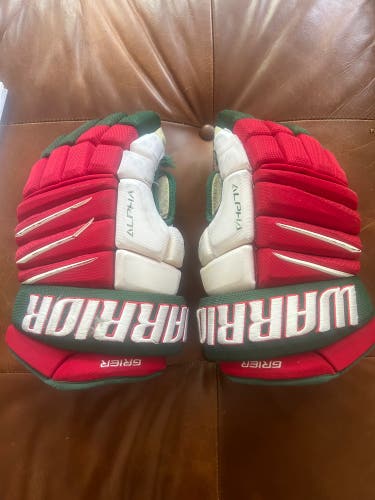 Warrior Alpha Gloves, Senior 14”, Green, red, and white